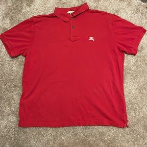 Cherry Red Burberry Brit Polo Shirt